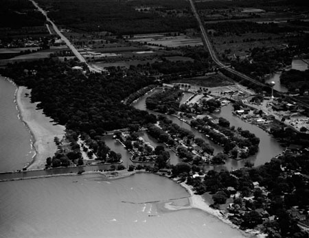 aerial view of river mouth